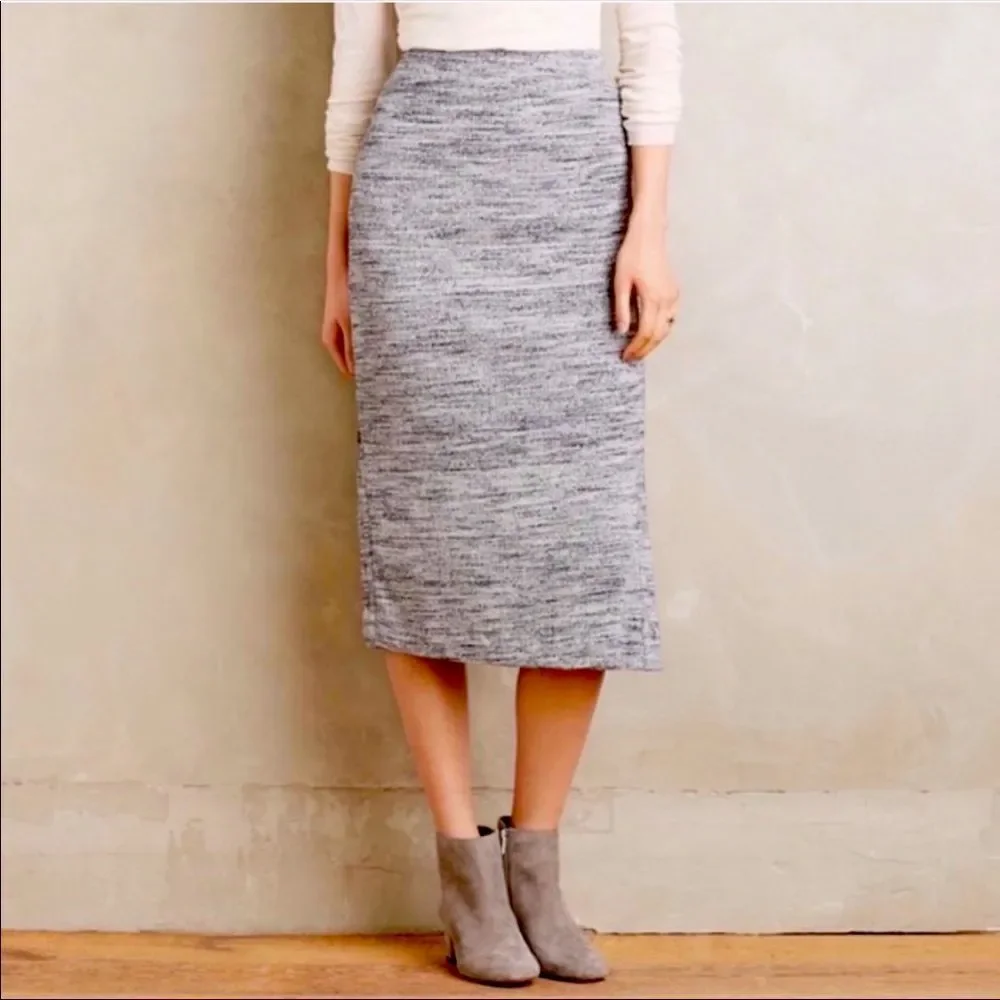 Maeve grey ribbed knit midi pencil‎ skirt XS